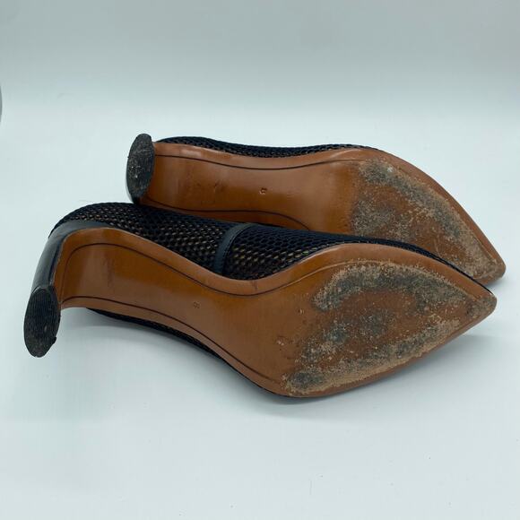 Derek Lam 10 Crosby Black Net Mesh Point Toe Pump Heels Preppy Women's size 8 - Picture 8 of 9